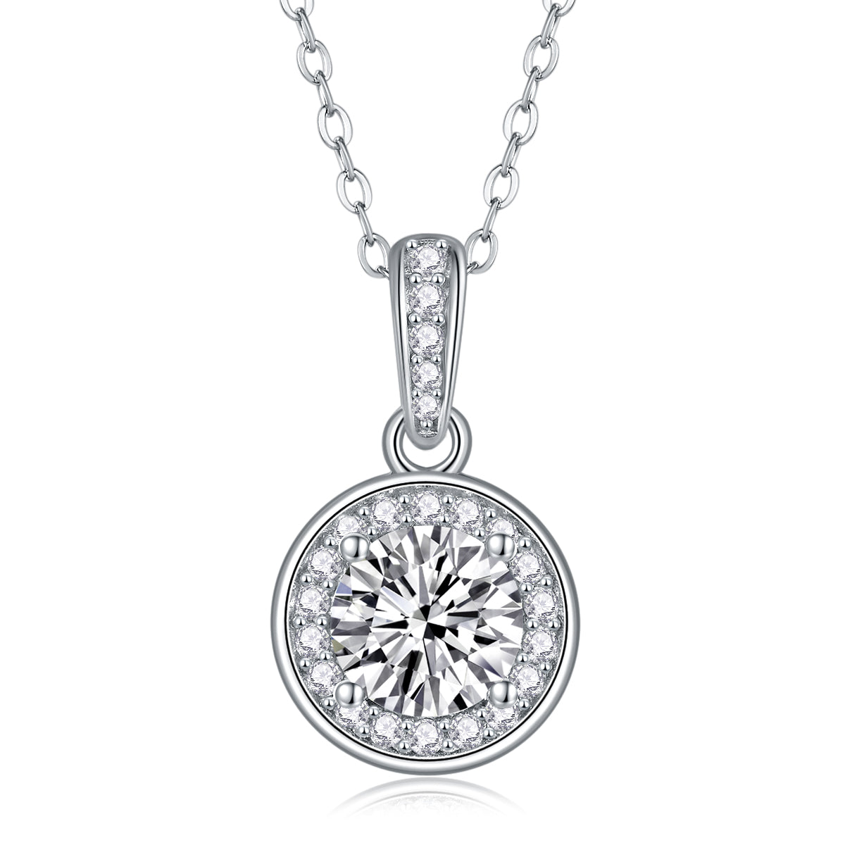 1 Carat Moissanite Pendant Necklace - Sterling Silver Diamond Jewelry for Women