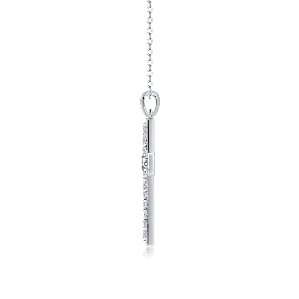 Moissanite Cross Pendant Necklace | S925 Sterling Silver Platinum Plated