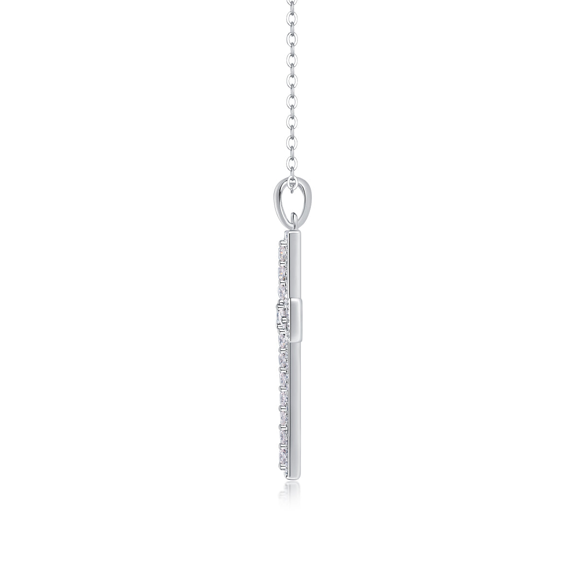 Moissanite Cross Pendant Necklace | S925 Sterling Silver Platinum Plated
