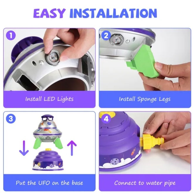 UFO Flying Saucer Water Sprinkler Toy – Outdoor Summer Rocket Fountain for Kids