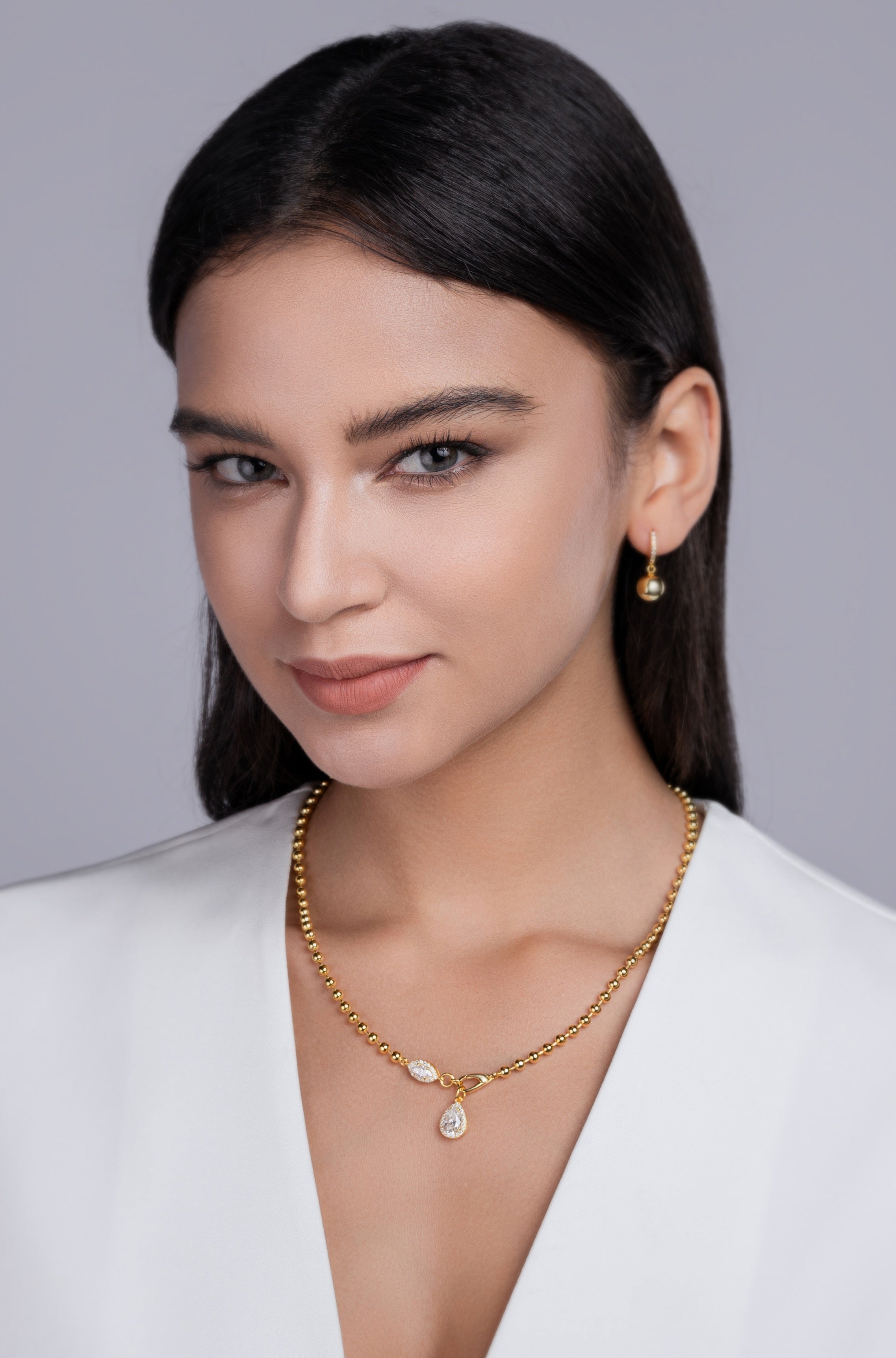 Pear-Shaped Moissanite Pendant Necklace | 925 Sterling Silver & Gold Plated