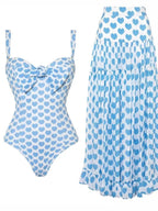 Printed One-Piece Swimsuit & Wrap Skirt Set