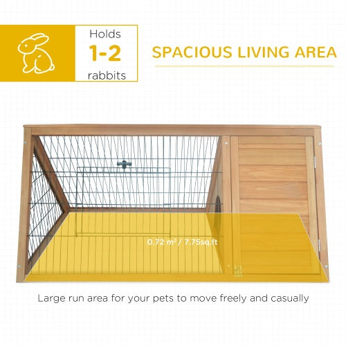 PawHut 46" Wooden Rabbit Hutch with Run – Outdoor A-Frame Cage for Rabbits, Guinea Pigs & Small Animals