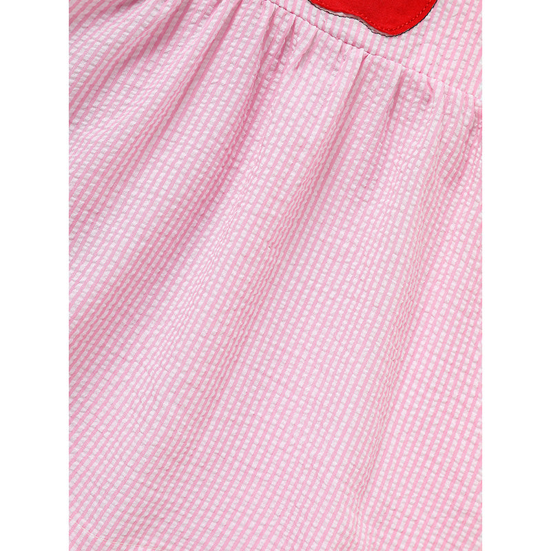 Girls Back to School Outfit Set - Ruffle Sleeve Apple Top & Shorts 2-Piece
