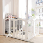 Freestanding Pet Gate for Dogs | 4-Panel Wooden Safety Fence | 27.6" Tall x 80" Wide