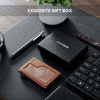 RFID Blocking Slim Wallet for Men - Metal Card Holder with ID Window & Cash Pocket