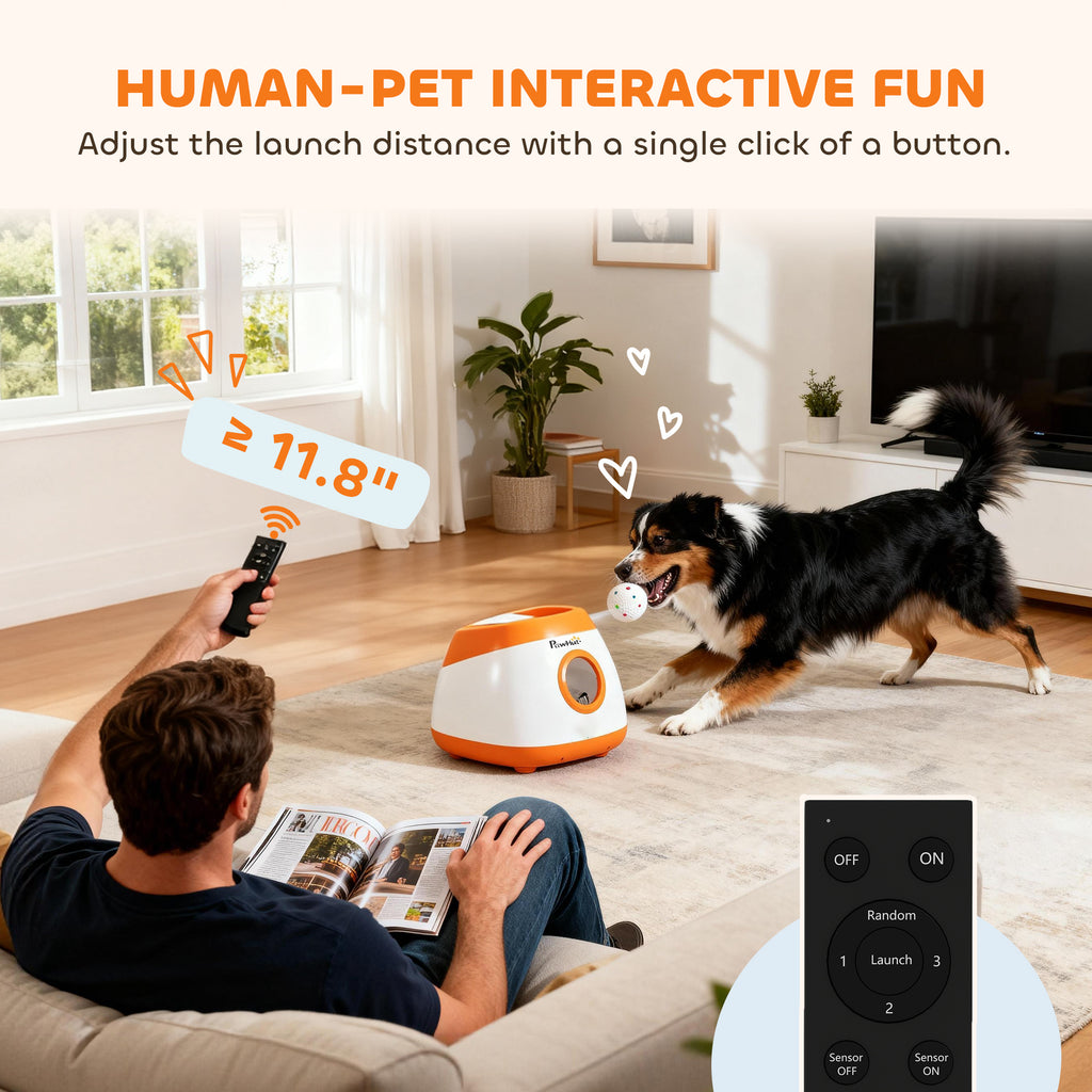 PawHut Automatic Dog Ball Launcher - Rechargeable Fetch Machine for Medium & Large Dogs