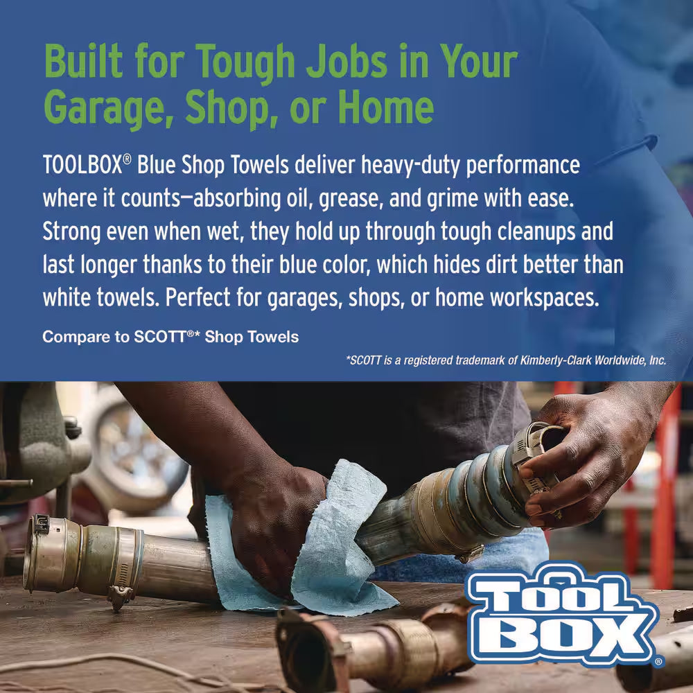 Professional Blue (330Ct Total Sheets; 55Ct per Roll; 11 In. X 9 In. Sheet Size; ) 6-Pack Disposable Shop Towel