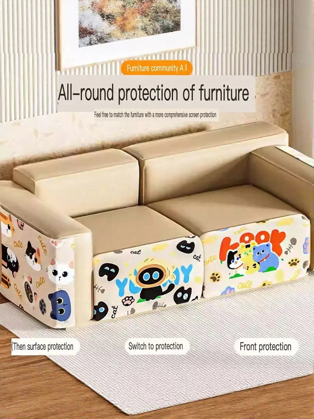 Anti-Scratch Sofa & Furniture Protector for Pets | Cartoon Pattern Cover
