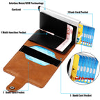 Men's RFID Blocking Leather Wallet with Snap Closure - Slim Bifold Card Holder