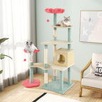 61" Luxury Cat Tree Tower | Multi-Level Flower Design, Plush Perches & Sisal Scratching Posts