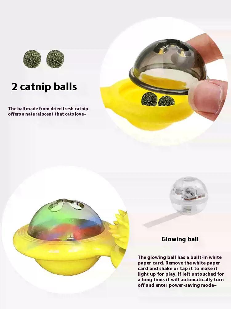 Interactive Windmill Cat Toy – LED Ball, Suction Cup & Catnip for Active Play