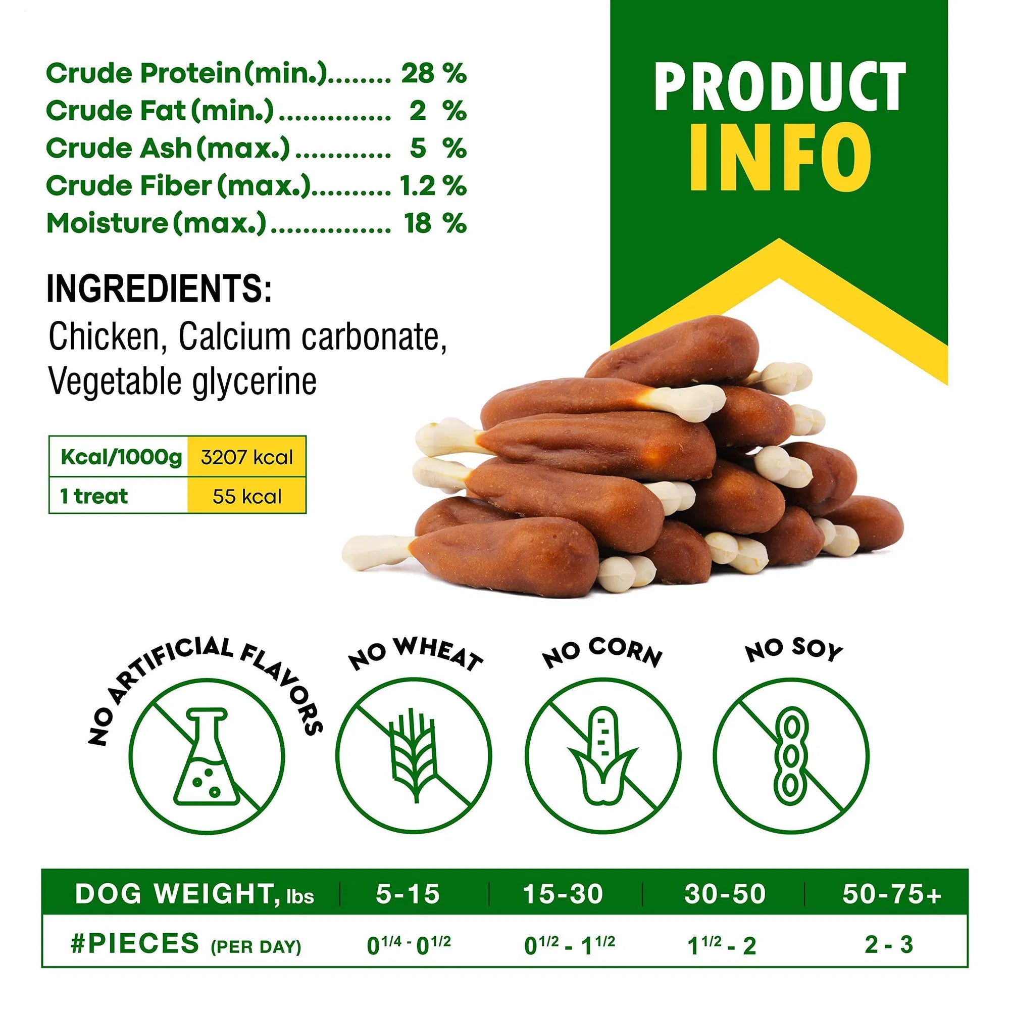 Premium Chicken-Wrapped Calcium Dog Bones - Grain-Free Natural Chew Treats for All Breeds
