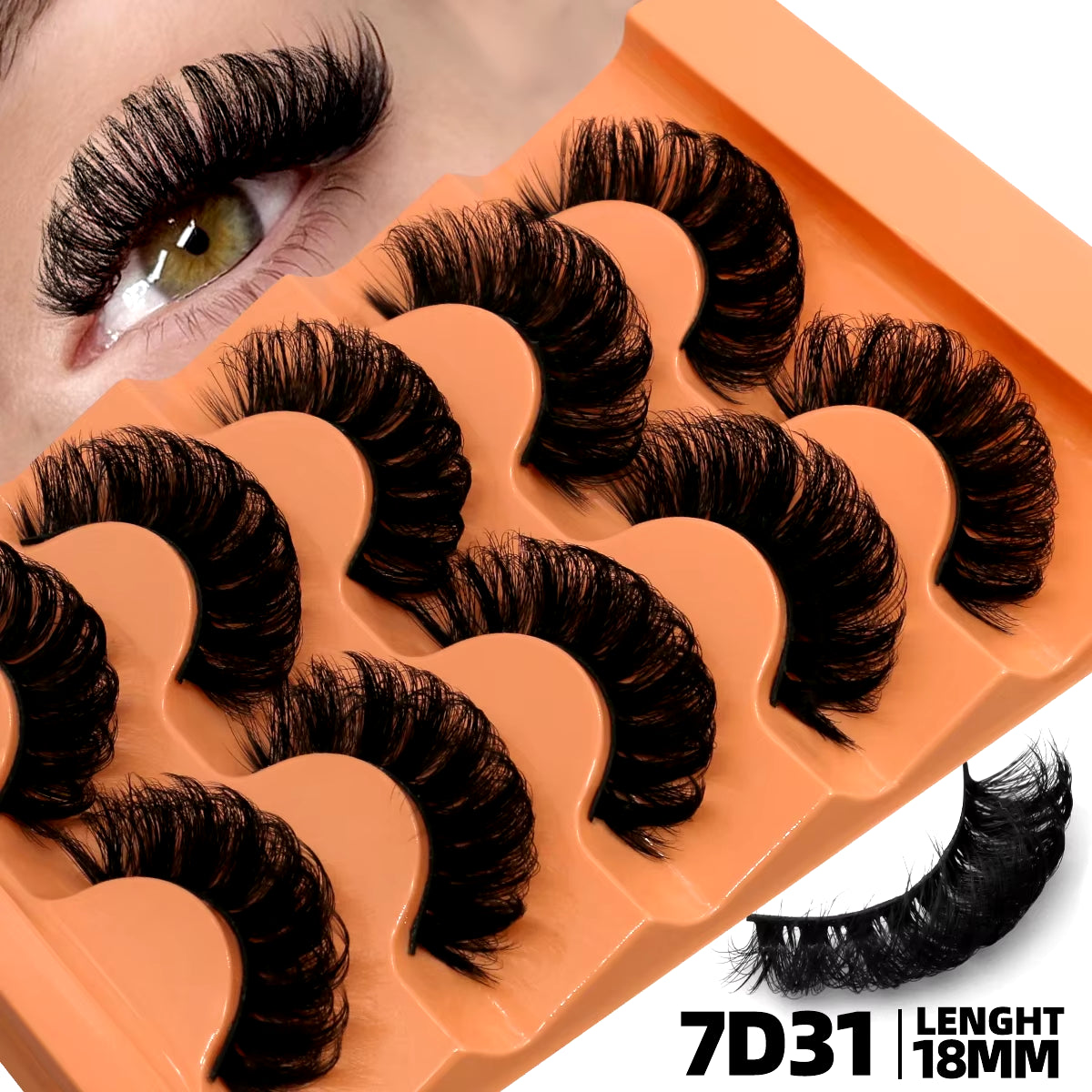 GROINNEYA 5 Pairs Fluffy Eyelashes 8D Volume False Lashes Russian Strip Lashes Extensions Thick Soft Curly Fake Lashes Makeup