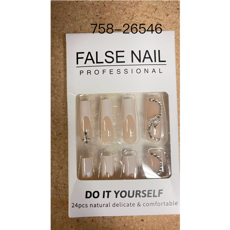 White Butterfly Press On Nails with Diamonds | 24 Piece Set + Glue