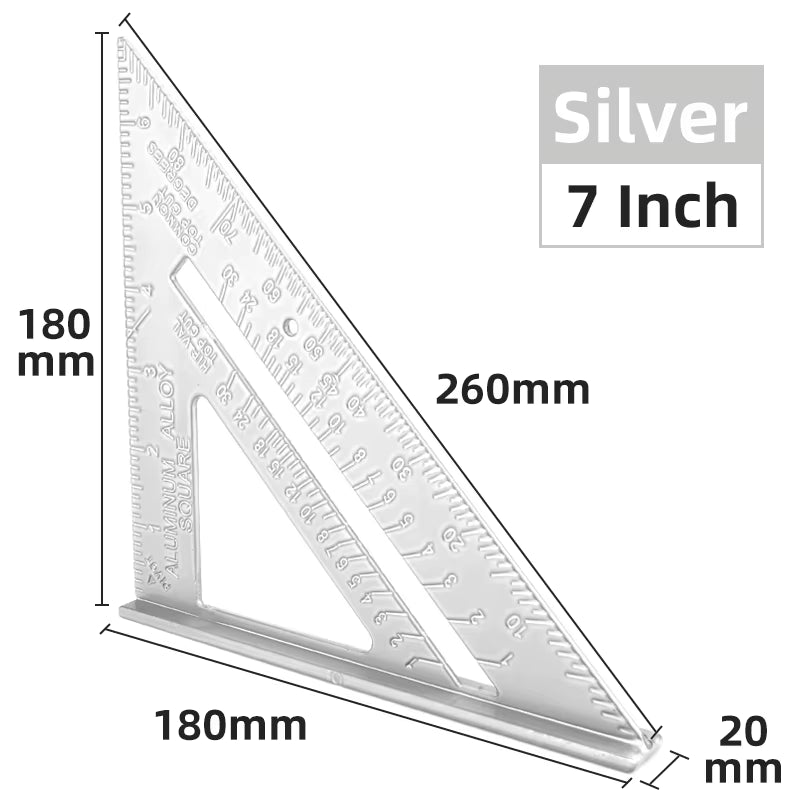 Triangle Ruler 7Inch Measurement Tool Aluminium Alloy Carpenter Set Square Angle Woodworking Tools Try Square Triangular Metric