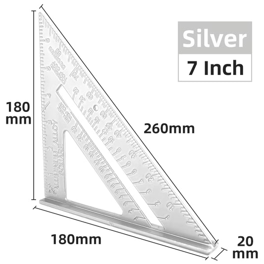 Triangle Ruler 7Inch Measurement Tool Aluminium Alloy Carpenter Set Square Angle Woodworking Tools Try Square Triangular Metric