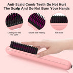USB Rechargeable Cordless Hair Straightener Brush – Ionic Styling Comb for Men & Women | 3 Heat Settings