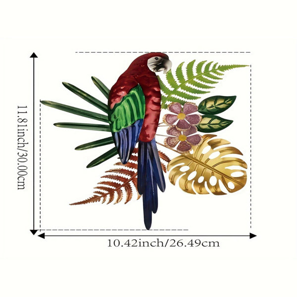 Vintage Parrot Wall Art | Colorful Tropical Bird Metal Decor for Home & Kitchen | Gift for Bird Lovers