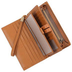 Leather Long Wallet – Slim PU Bifold for Women