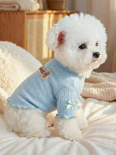 Sweet Bear Patch Ribbed Pet Top – Bow & Frill Dog Shirt