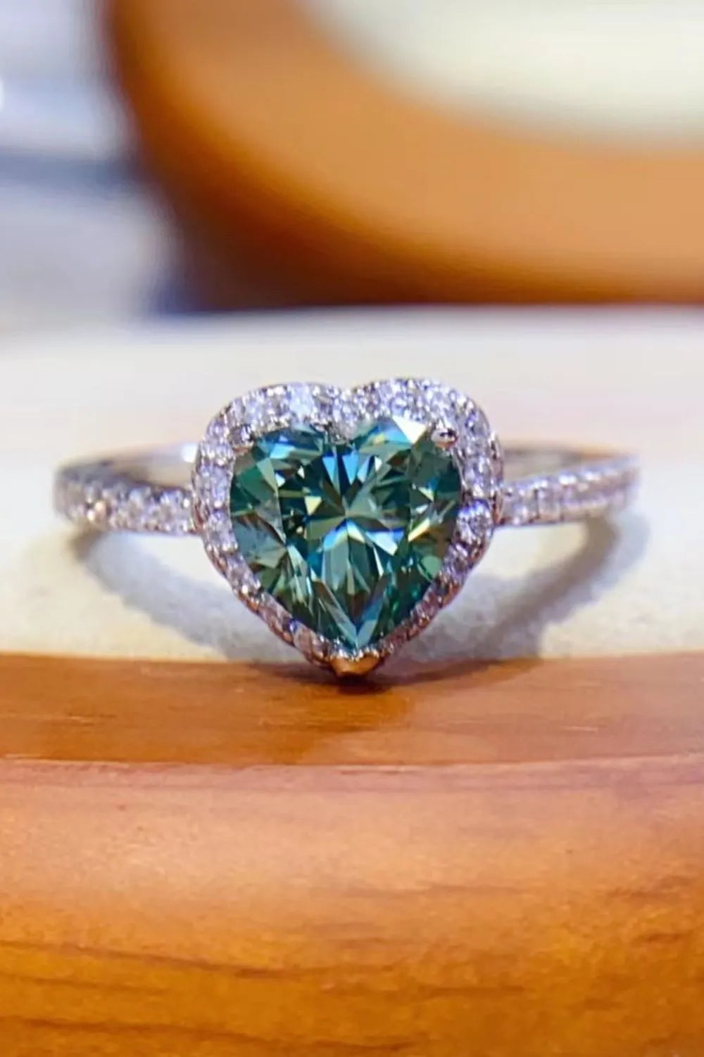 1-Carat Moissanite Heart Ring – 925 Sterling Silver, Platinum-Plated