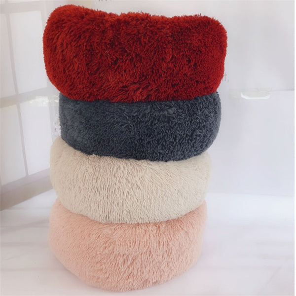 Plush Round Cat Bed – Ultra Soft Faux Fur Nest for Cats & Small Dogs