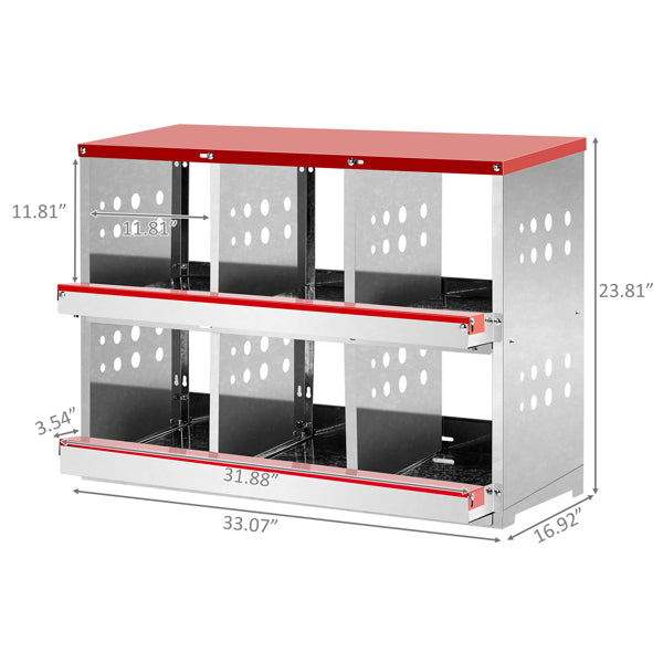 Metal Chicken Nesting Box – 6 Compartments | Sloped Roof & Ventilated Hen House