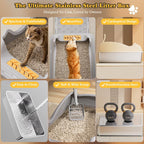 Premium Stainless Steel Cat Litter Box - Extra Large, Rust-Proof & Odor-Free