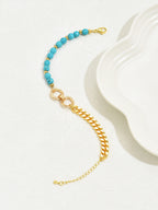 Turquoise Beaded Layered Bracelet – Boho Double Ring Chain Jewelry for Women