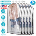 5-Pack Clear Garment Bags - Waterproof Dust-Proof Hanging Clothes Storage for Suits, Dresses & Coats