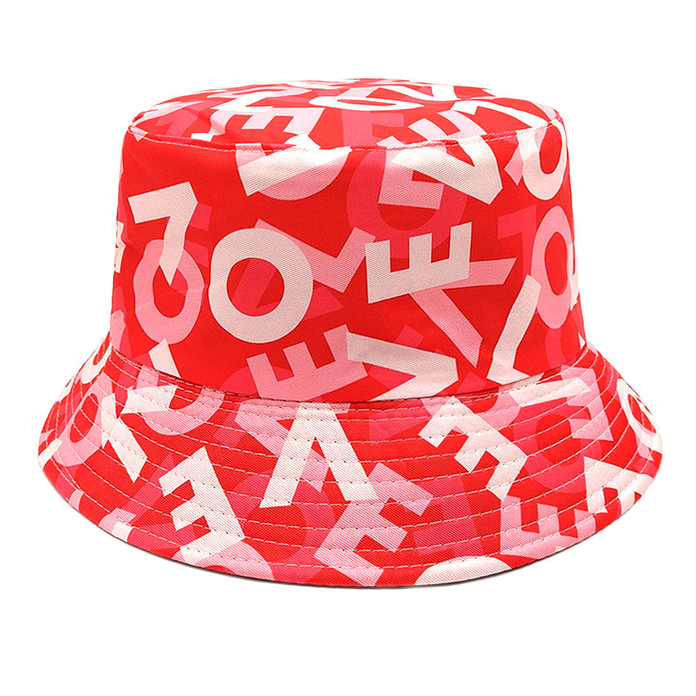 Reversible Heart Print Bucket Hat - Valentine's Day Love Pattern Sun Hat for Women & Men