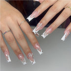 Diamond Butterfly Press-On Nails | 24-Piece Long Square Tip Set
