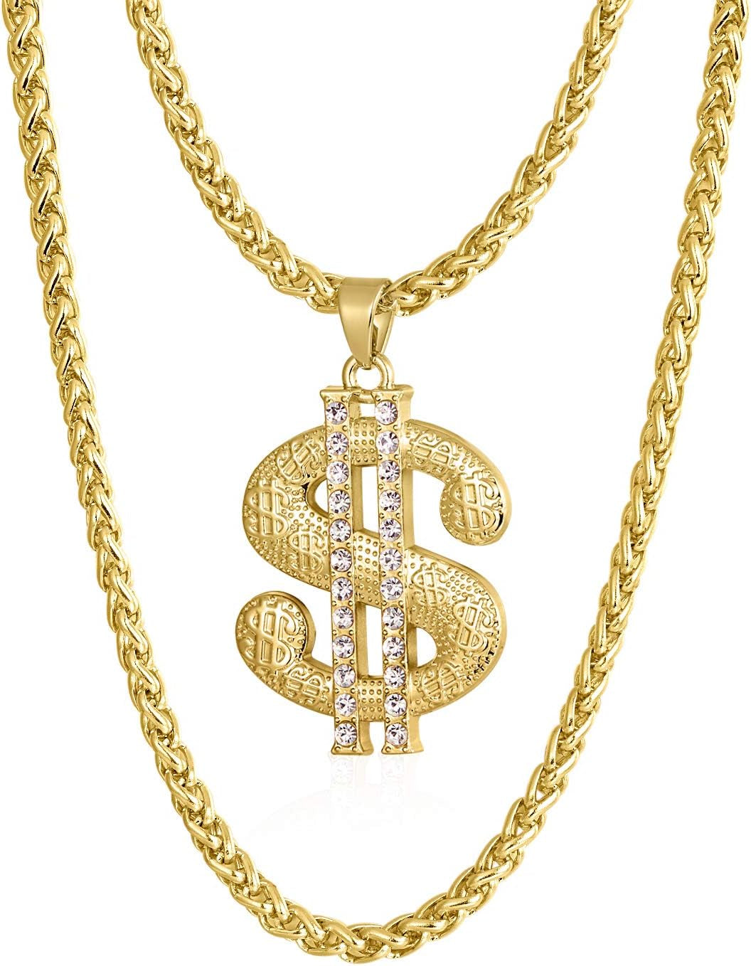 Gold Chain for Men with Dollar Sign Pendant Necklace