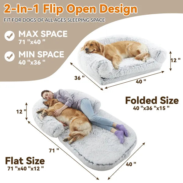 Human Dog Bed – Oversized 71"x43" Orthopedic Memory Foam Lounger for Large Dogs & Owners