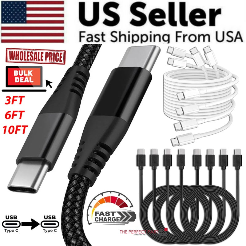 Premium Braided USB-C Fast Charging Cable - 6ft Durable Nylon Charger Cord