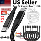 Premium Braided USB-C Fast Charging Cable - 6ft Durable Nylon Charger Cord