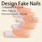 Diamond Butterfly Press-On Nails | 24-Piece Long Square Tip Set