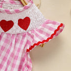 Baby Girl Valentine's Day Smocked Dress – Pink Plaid Heart Embroidery