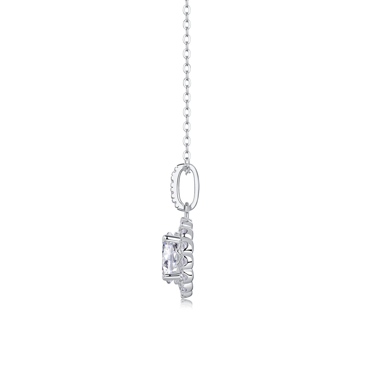 2 Carat Moissanite Dandelion Pendant Necklace – 925 Sterling Silver, Platinum-Plated