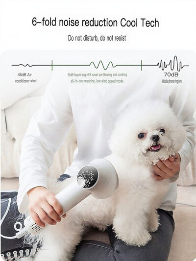 Low Noise Pet Hair Dryer & Comb | 2-in-1 Electric Grooming Tool for Dogs & Cats
