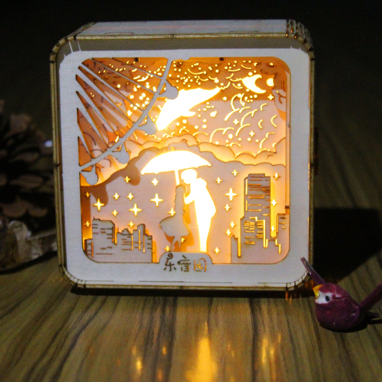 3D Wooden Love Puzzle Night Light – Romantic DIY Model Kit | Ambient Desk Lamp Gift for Women