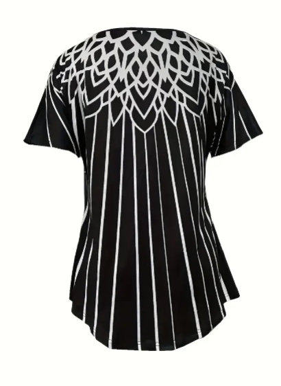 Women's Striped Square Neck T-Shirt - Casual Short Sleeve Summer Top