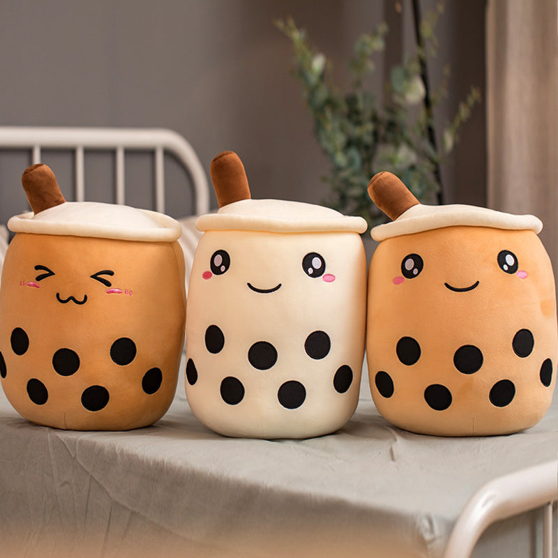 Boba Tea Plush Pillow - Cute Bubble Tea Stuffed Animal Cushion for Kids & Adults