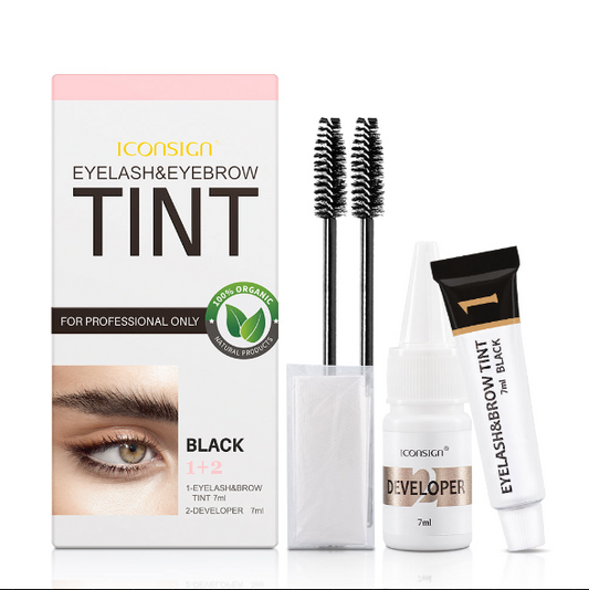 Professional Eyebrow & Eyelash Tint Kit – Long-Lasting Brow Dye with Brush & Developer