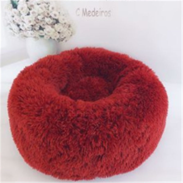 Plush Round Cat Bed – Ultra Soft Faux Fur Nest for Cats & Small Dogs