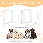 Freestanding Pet Gate for Dogs | 4-Panel Wooden Safety Fence | 27.6" Tall x 80" Wide