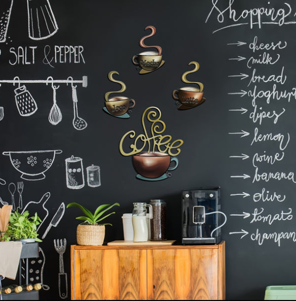 Vintage Metal Coffee Wall Art Set of 4 | Retro Kitchen & Coffee Bar Decor | Gift for Coffee Lovers