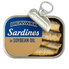 Brunswick Sardines in Soybean Oil 3.75oz Pack 1 - 25 – Wild-Caught, High Protein, Keto & Paleo Friendly