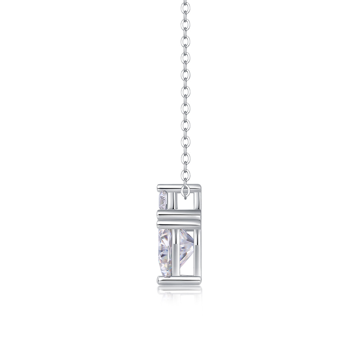 Heart Moissanite Pendant Necklace | S925 Sterling Silver, Platinum Plated